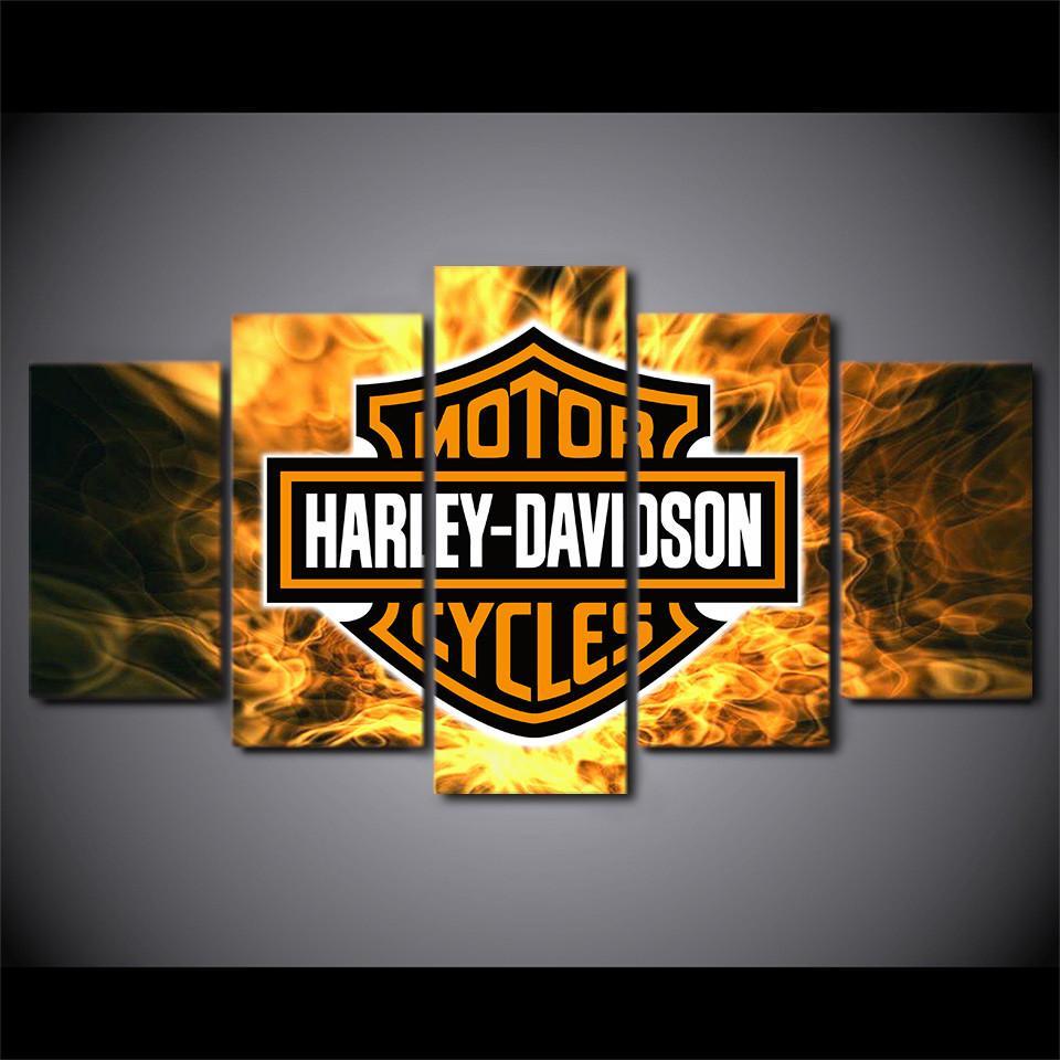 Rectangle Black White Flame Logo - 5 Piece Harley-Davidson bar and shield logo orange black white with ...