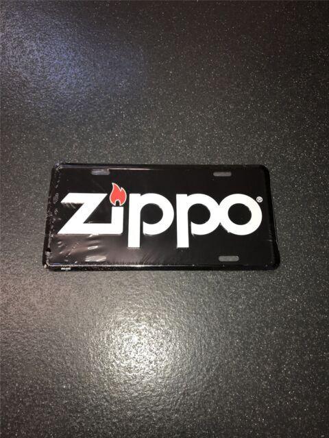 Rectangle Black White Flame Logo - Official Zippo Black White Red Flame Metal Plate Collectors Plaque ...