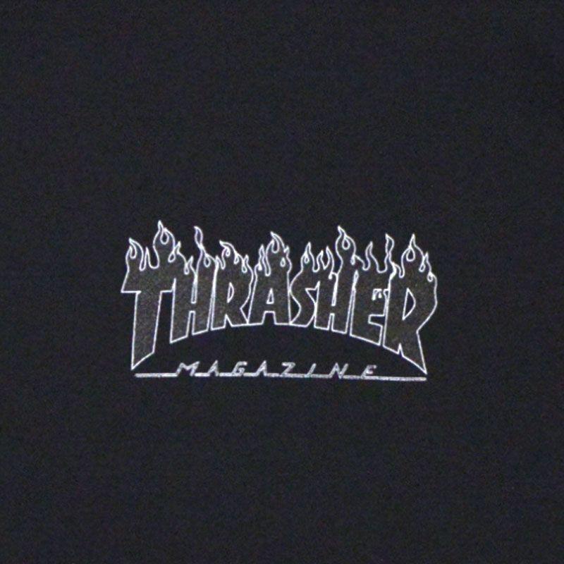 Rectangle Black White Flame Logo - Thrasher Flame Black Rectangle Wite Logo