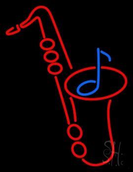 Saxophone Logo - Red Saxophone Logo 1 Neon Sign | Saxophone Neon Signs - Every Thing Neon