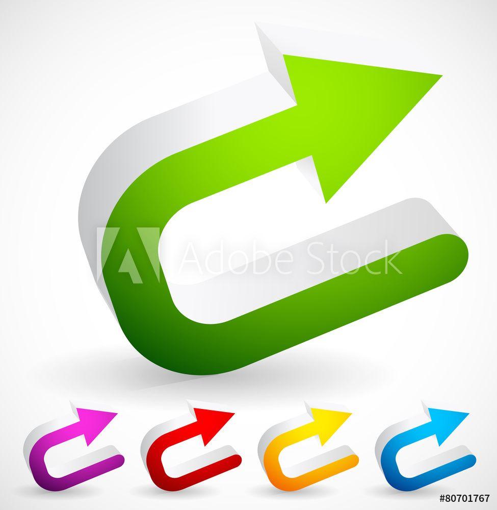 U-turn Like a Arrow Logo - Photo & Art Print 3D Colorful U turn / Backward or Return Arrows