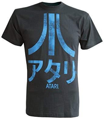 Blue Japanese Logo - Tshirt Atari Anthracite Japanese Logo: Amazon.co.uk: Clothing