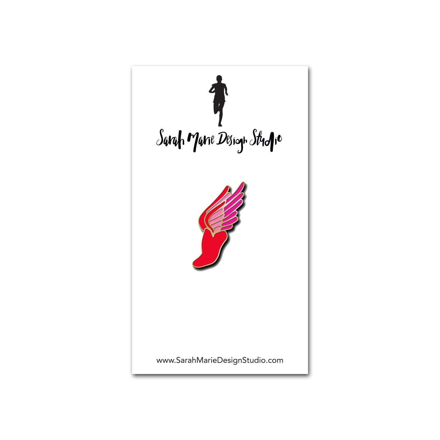 Red Flying Foot Logo - Winged Foot Pin