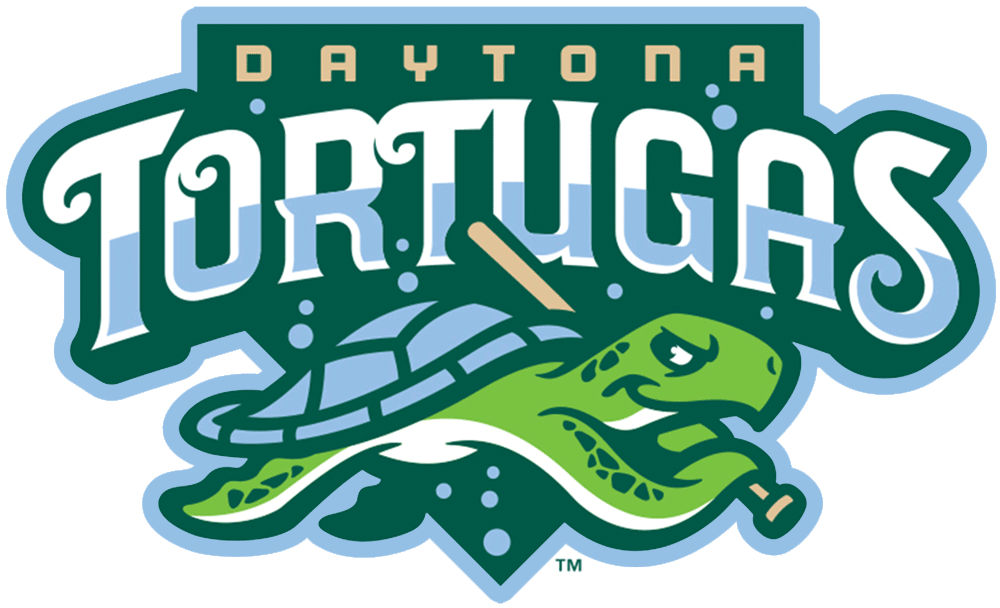 Turtle Sports Logo - Daytona Tortugas Primary Logo (2015) - A turtle holding a baseball ...