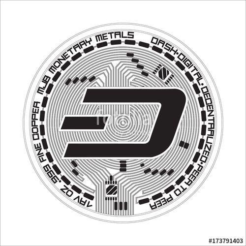 Dash Symbol Logo - Crypto currency black coin with black lackered dash symbol