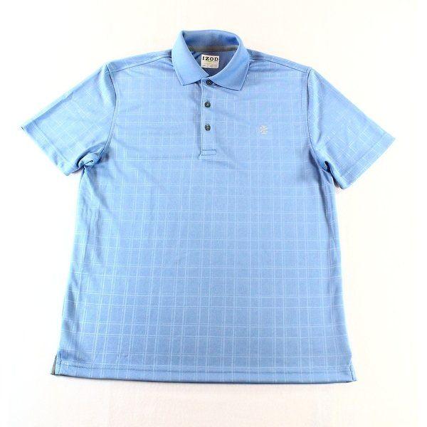Izod Golf Logo - Shop IZOD NEW Blue Mens Size XL Logo Plaid Textured Golf Athletic