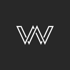 Letter w Logo - Monogram letter W logo, weave thin line style, mockup wedding