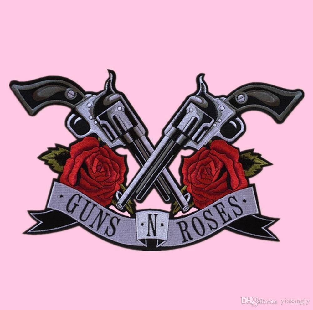 Pink Guns N' Roses Logo - 2019 Large Guns N Roses Patches 21X36cm Iron On Patch Embroidered ...