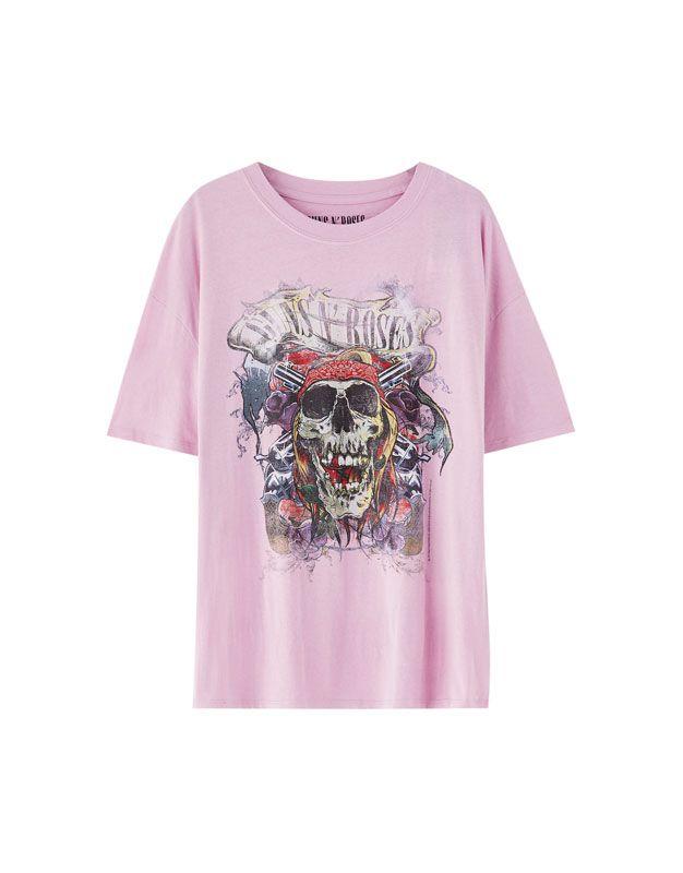 Pink Guns N' Roses Logo - Pink Guns N' Roses T-shirt - PULL&BEAR