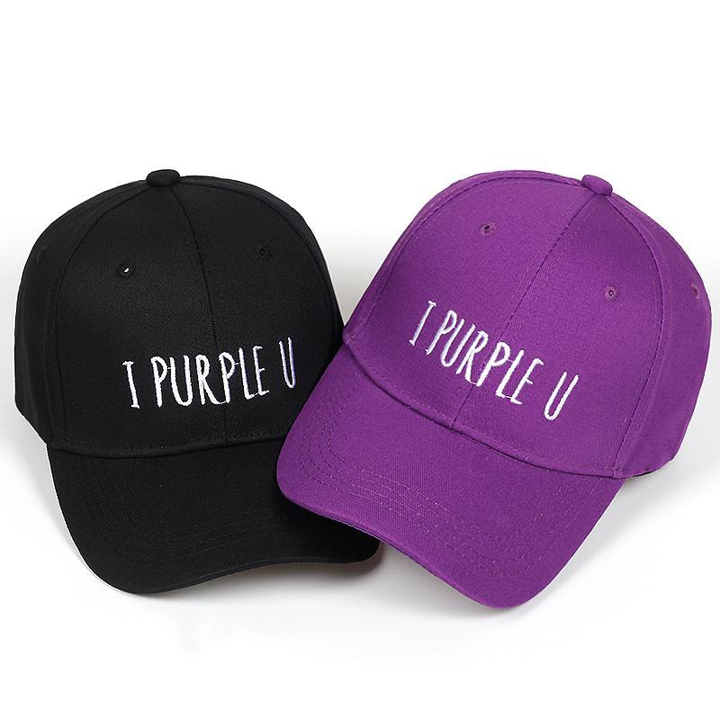 Purple U Logo - Hot Selling 2018 Live BTS V Fashion K POP I PURPLE U LETTER Dad Hats