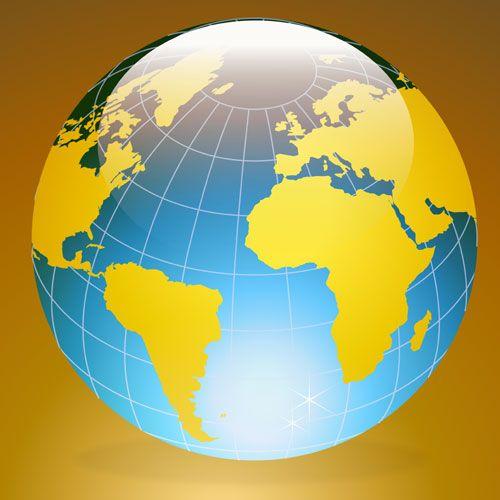 Blue and Yellow Earth Logo - Blue glassy globe vector
