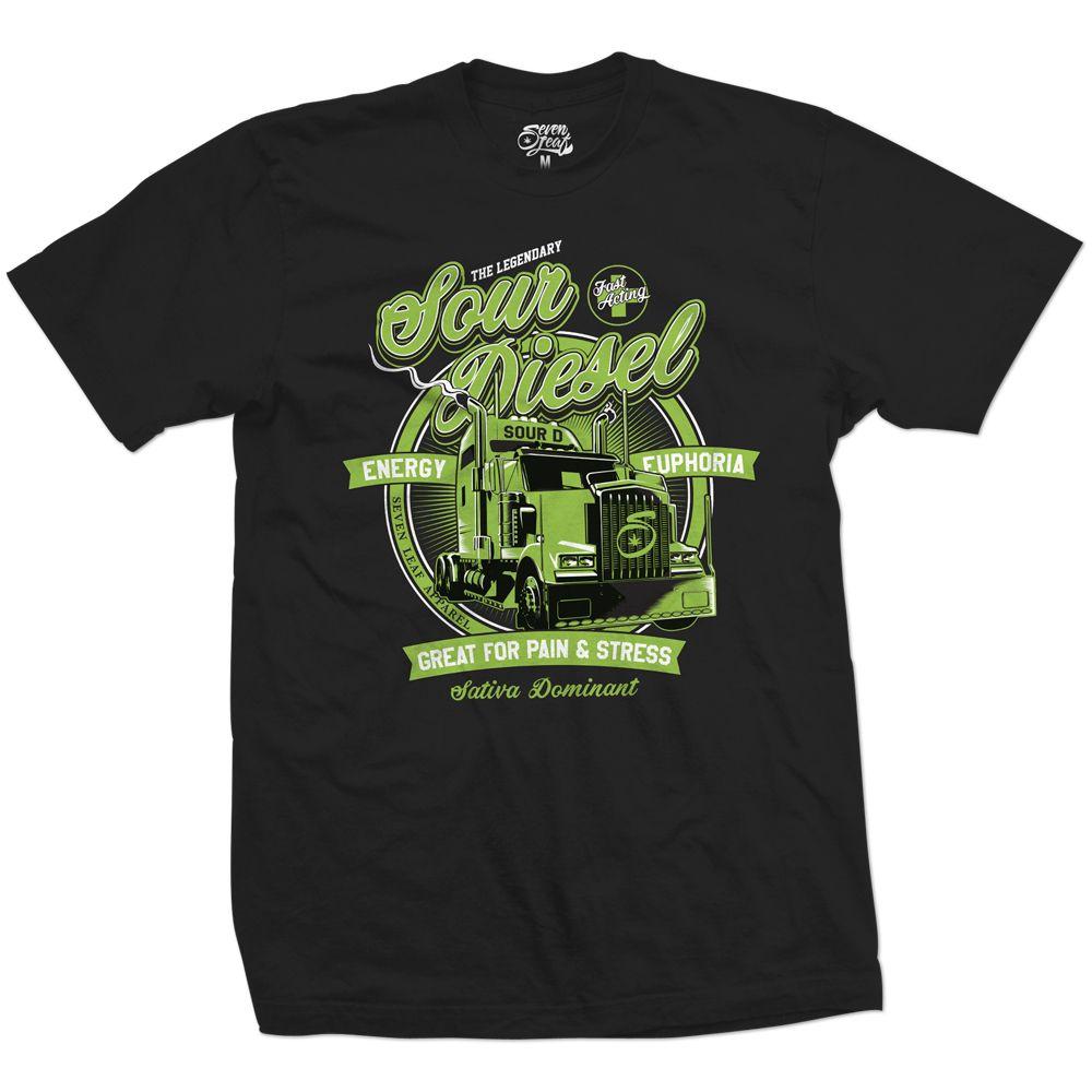 Sour D Logo - Seven Leaf Sour Diesel Strain Black T Shirt