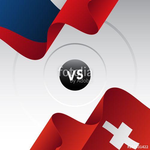 Czech Red Cross Logo - Czech vs Switzerland. Ice hockey championship 2018. Vector