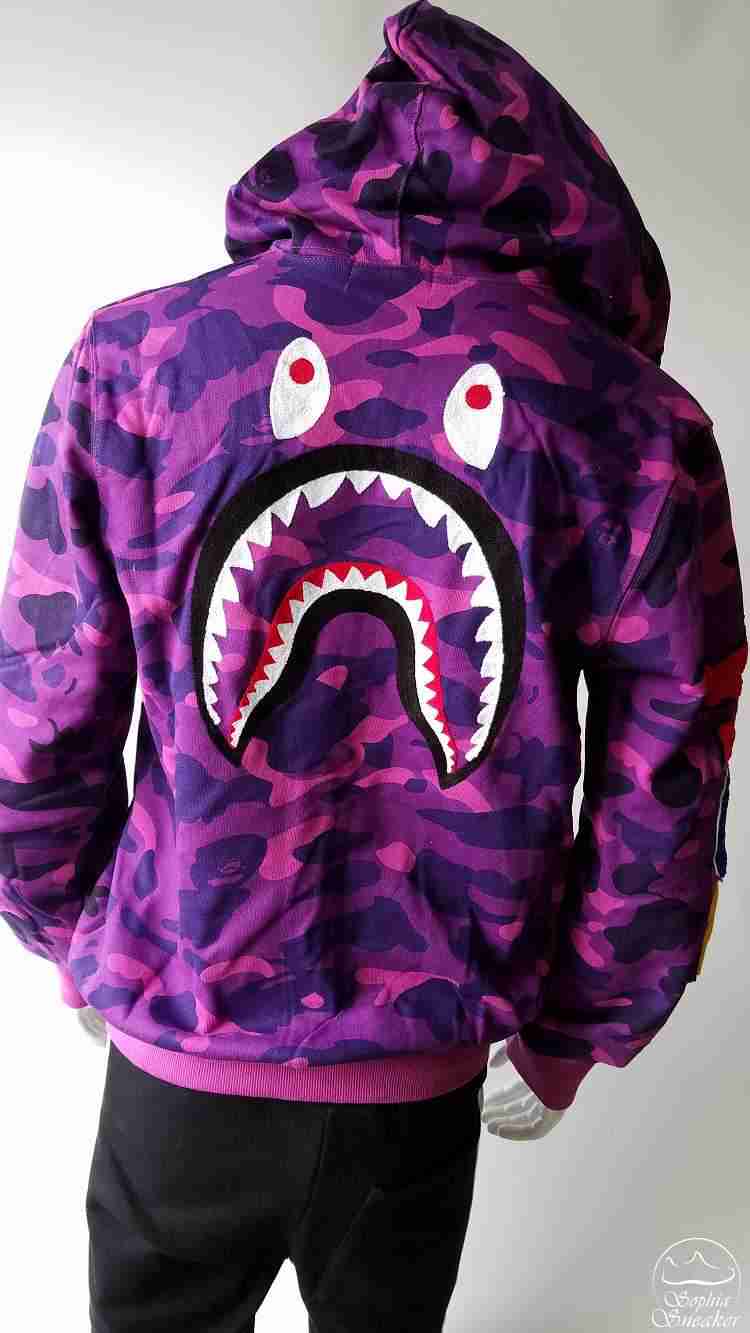 Purple BAPE Shark Logo - Bape Shark Head Purple Camo Hoodie with Zippers for Sale, Best ...