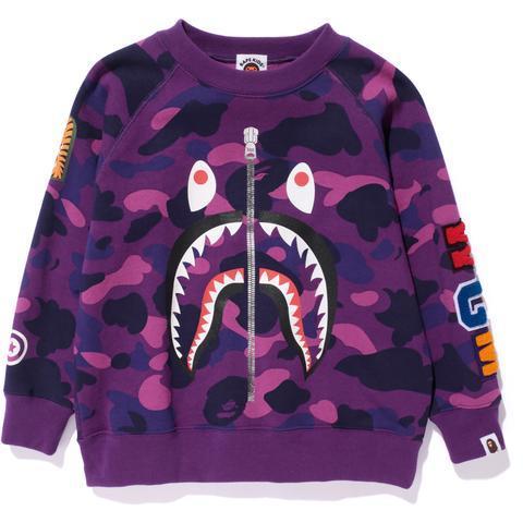 Purple BAPE Shark Logo - Bape Color Camo Shark Crewneck - Kids – Authentic Sole Boutique