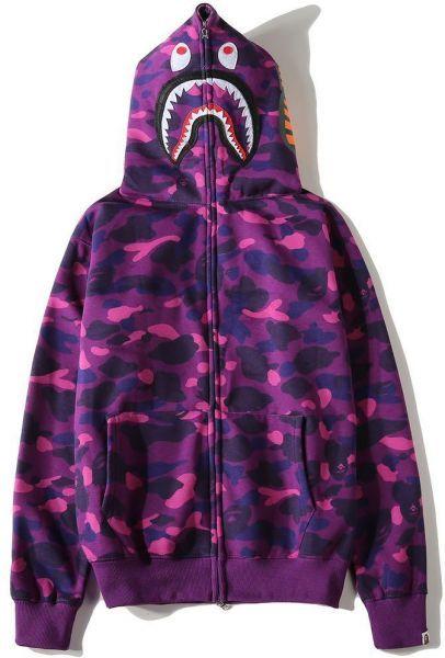 Purple BAPE Shark Logo - Bape Shark Purple Classic Pullover Hoodie Unisex Hooded Sweatshirt