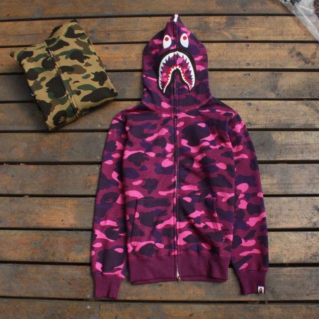 Purple BAPE Shark Logo - jaqueta masculina 2016 Autumn new street brand bape Shark hoodies ...