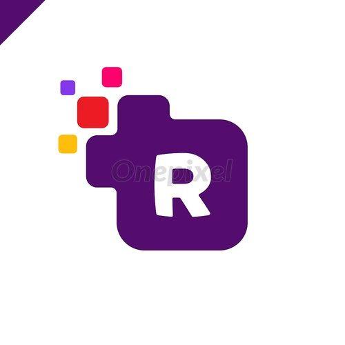 Square Letter Font Logo - Business corporate square letter R font logo design vector. Colorful ...