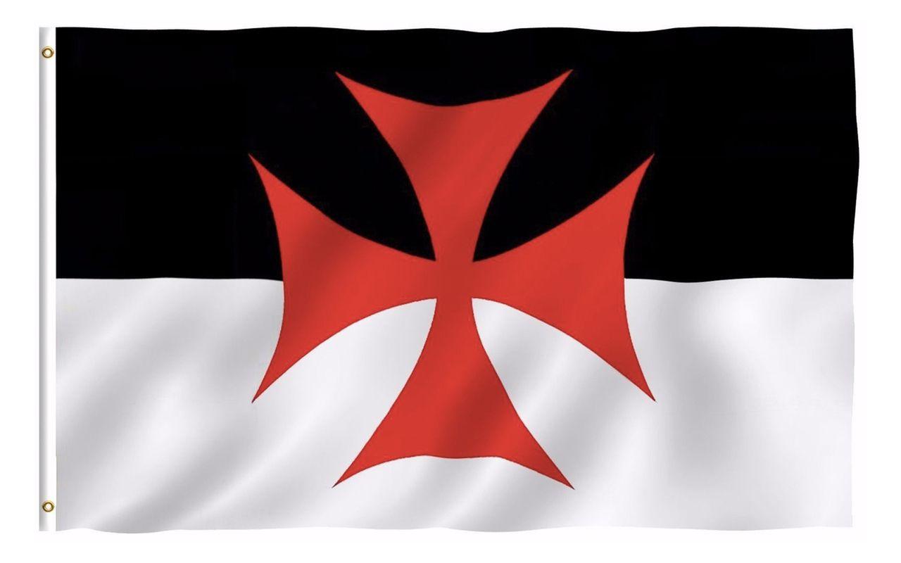 Red Black and White Cross Logo - Knights of Templar Masonic 3x5 Polyester Flag - Black and White ...
