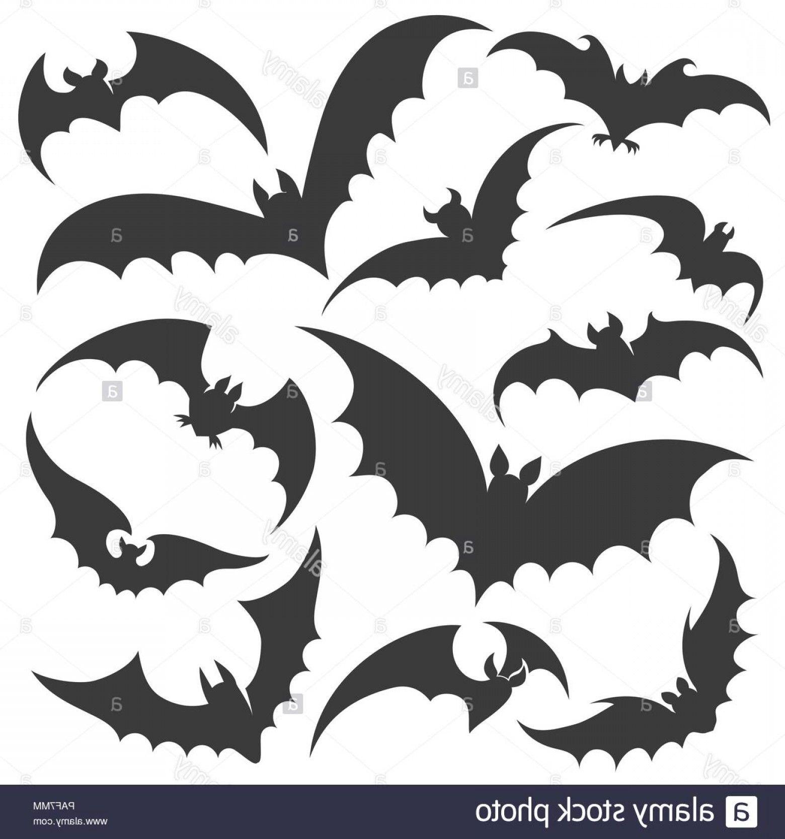 Bat Silhouette Images for Logo - Bat Silhouettes Vector Bats Silhouette Set Halloween Scary Night ...