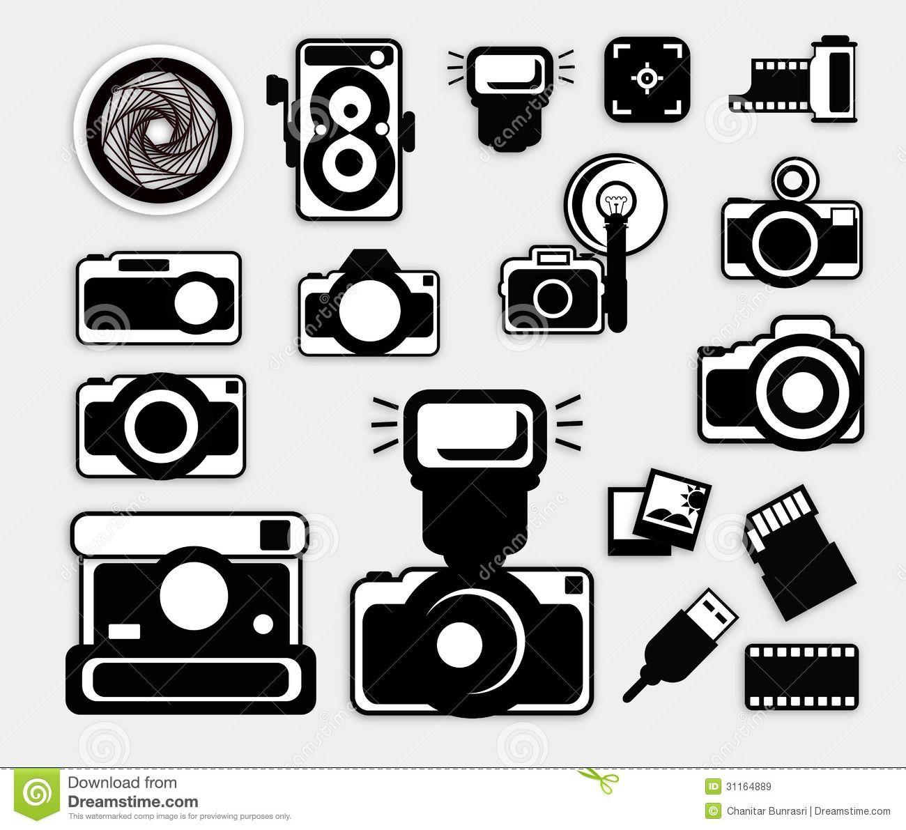 Cute Black and White Camera Logo - Photo about Cute camera black icon, illustration. Illustration