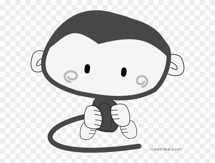 Cute Black and White Camera Logo - Cute Monkey Animal Free Black White Clipart Image With A