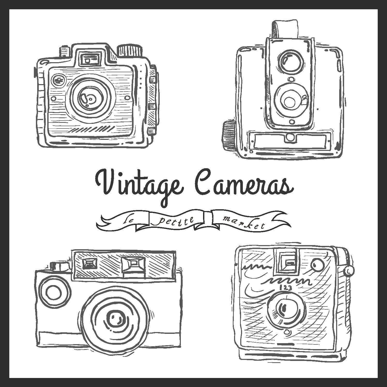 Cute Black and White Camera Logo - Cute Hand Drawn Camera Clip Art vintage Illustration Camera | Etsy
