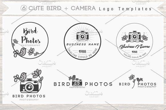 Cute Black and White Camera Logo - 6 Cute Bird + Camera Logo Bundle ~ Logo Templates ~ Creative Market