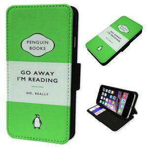Quotation in Green Phone Logo - I'm Reading Book Quote Flip Wallet Phone Cover Mobile Smart Case