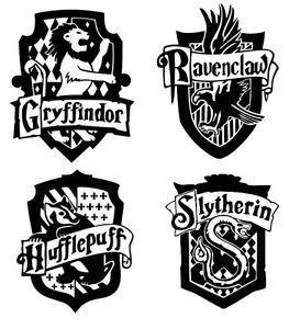 Harry Potter House Logo - HARRY POTTER HOGWARTS HOUSE SHIELDS CUT VINYL STICKER COATS OF ARMS ...