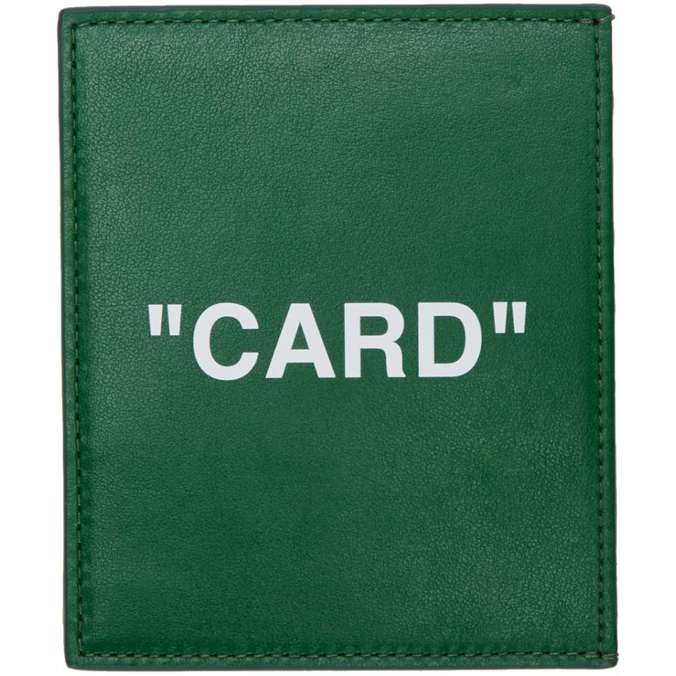 Quotation in Green Phone Logo - Off White C O Virgil Abloh Green Quote Card Holder In Green For Men