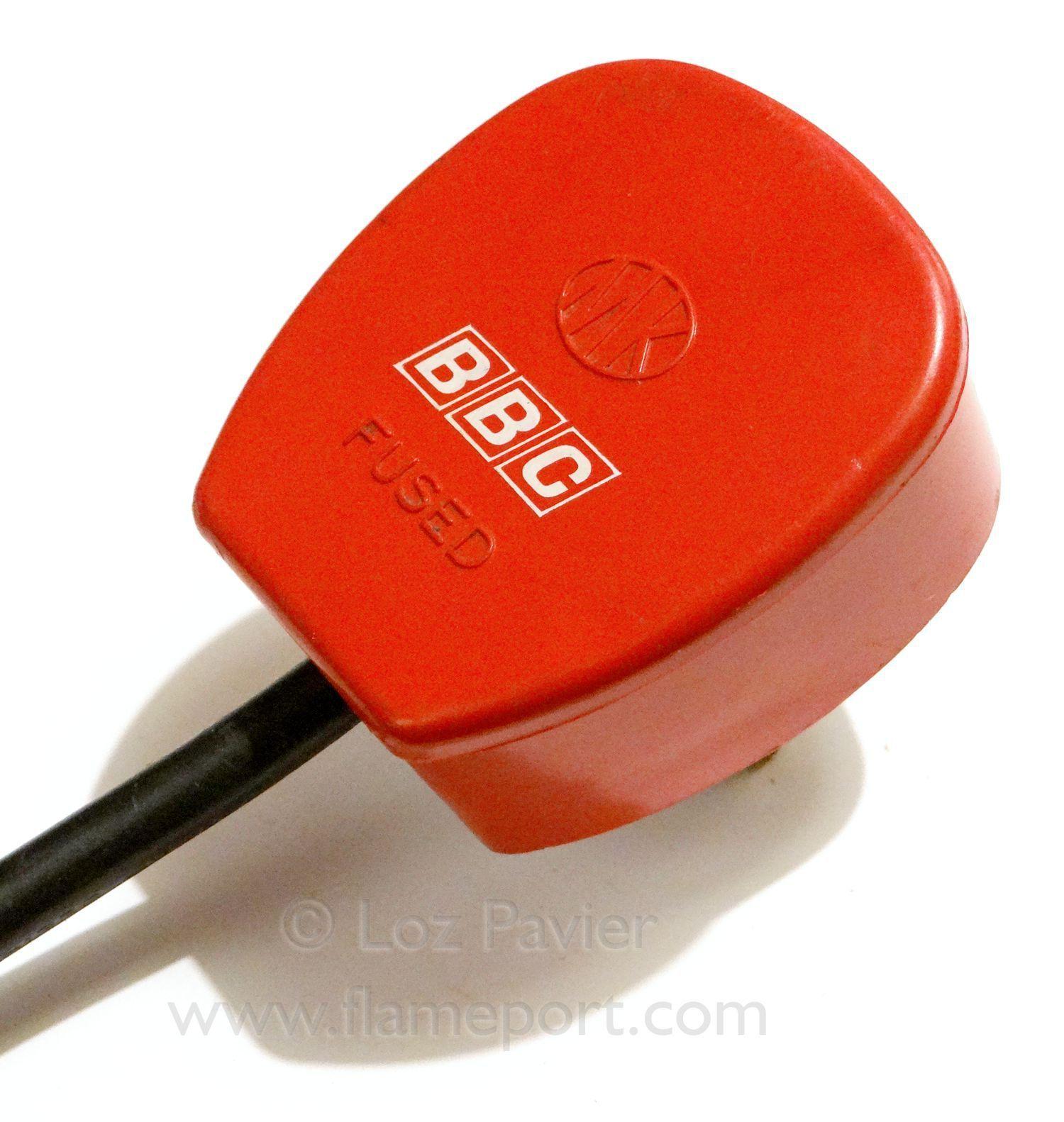 Red White BBC Logo - Red MK Toughplug with white BBC logo