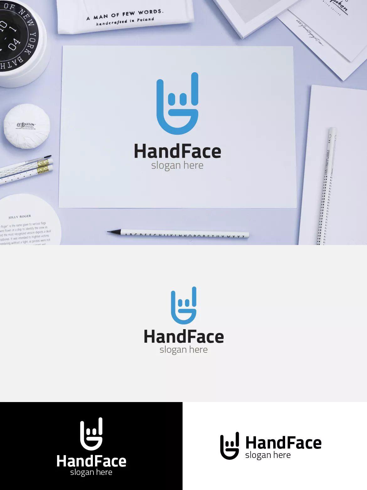 Hand Face Logo - Hand Face Logo Template AI, EPS. Logo Templates. Logo
