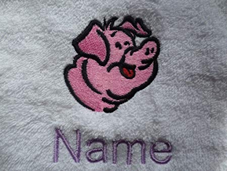 Hand Face Logo - Hand Towel, Bath Towel or Bath Sheet Personalised with PIG FACE logo
