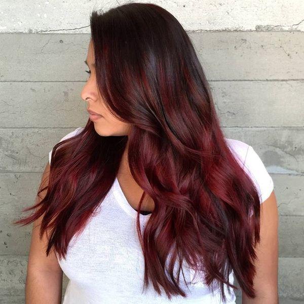 Girl with Long Hair with Red Logo - of the Most Striking Dark Red Hair Color Ideas