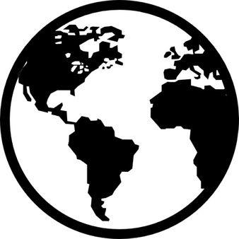 Black and White World Logo - Foot print on circular black background Icon