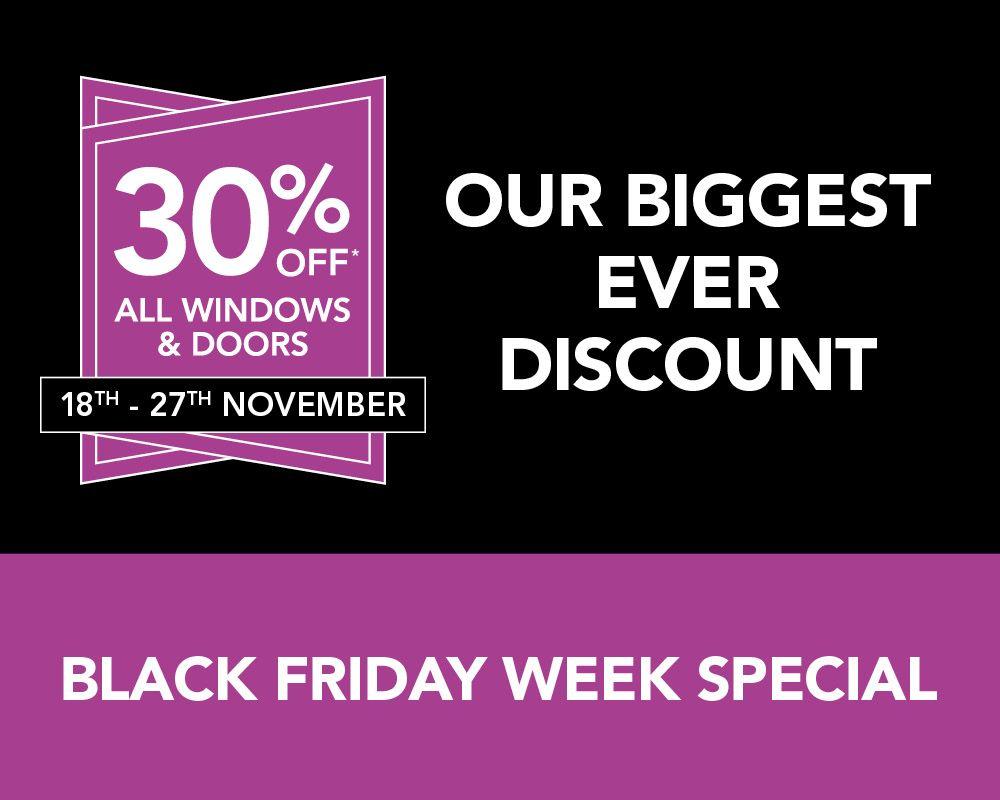 Purple and Black Windows Logo - 30% Off all Windows and Doors in the Leekes Black Friday Week