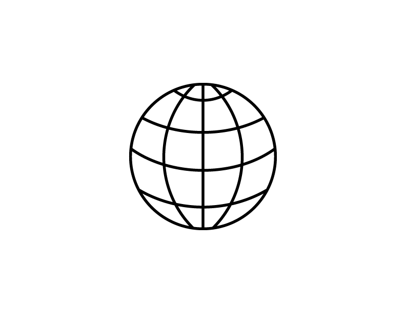 Black and White World Logo - Globe Line Art