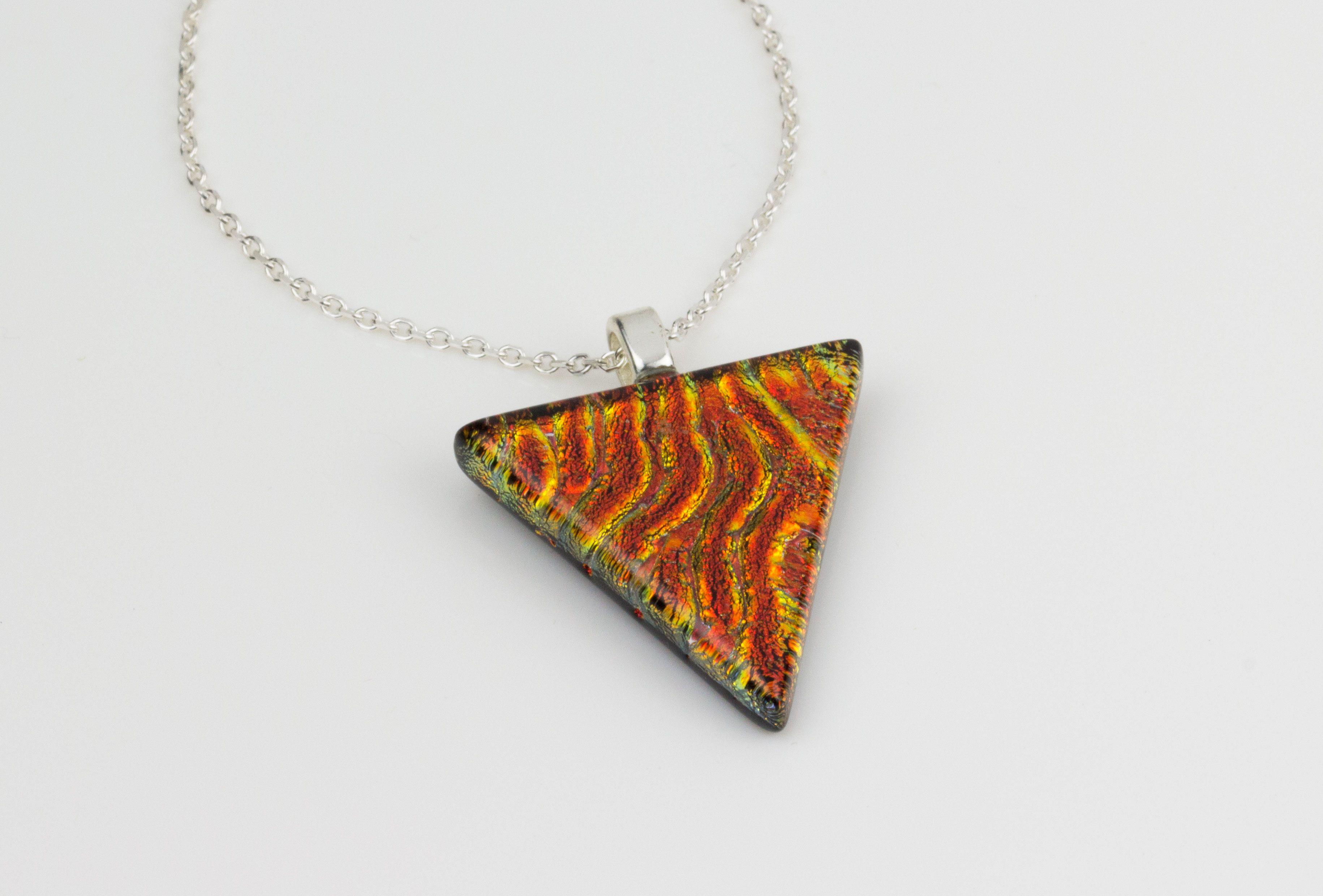 Orange or Red Triangle Logo - Handmade Jewellery :: Glass Pendants :: Rusty red triangle glass pendant