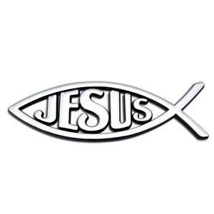 Jesus Logo - JESUS Text Logo Christian Fish Symbol Ichthus Chrome Car Truck