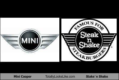 Steak and Shake Logo - Mini cooper logo totally looks like steak`n shake logo