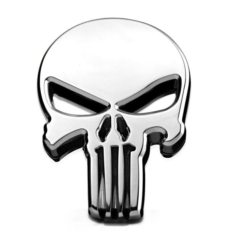 Cool Skull Logo - Hollow Out Eyes The Punisher Skull Head Chrome Metal Car Styling ...