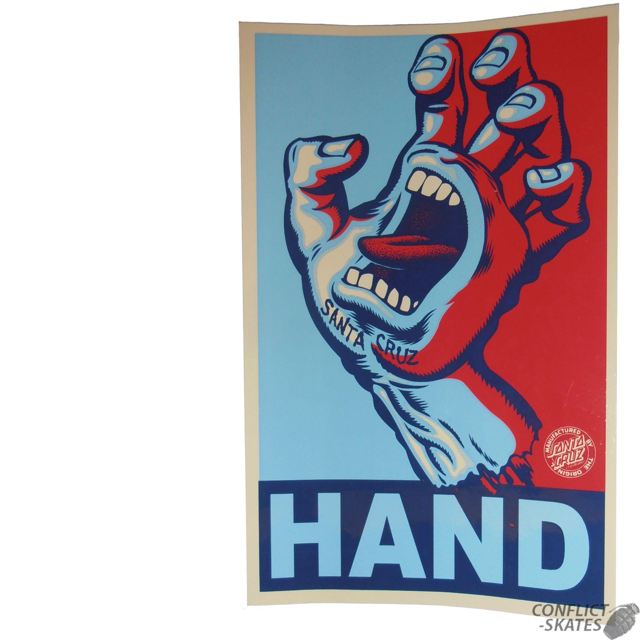 Santa Cruz Screaming Hand Logo - SANTA CRUZ Screaming Hand Hand Skateboard Sticker 15cm x 9.5cm