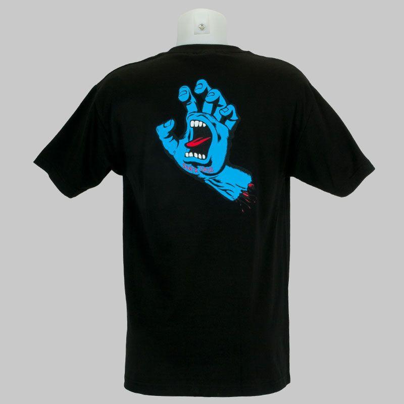 Santa Cruz Screaming Hand Logo - Santa Cruz Screaming Hand Back Print T Shirt Black