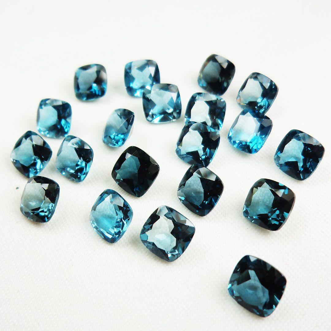 London Blue Color Logo - 6mm Natural London Blue Topaz Faceted Cut Cushion 50 Pieces Top ...