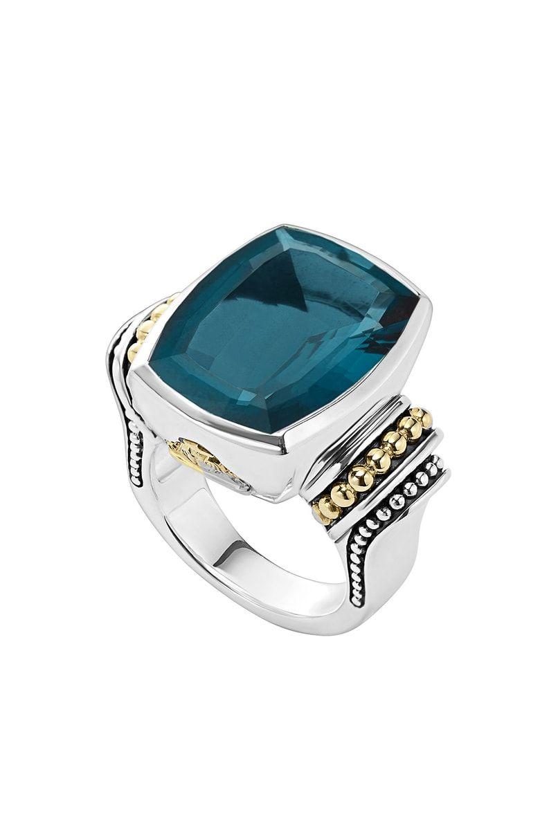 London Blue Color Logo - Lagos 'Caviar Color' Large Semiprecious Stone Ring In London Blue ...