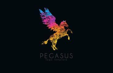 Pegasus Stars Logo - Cosmic pegasus. Pegasus logo. Creative logo. Stars and planets logo ...
