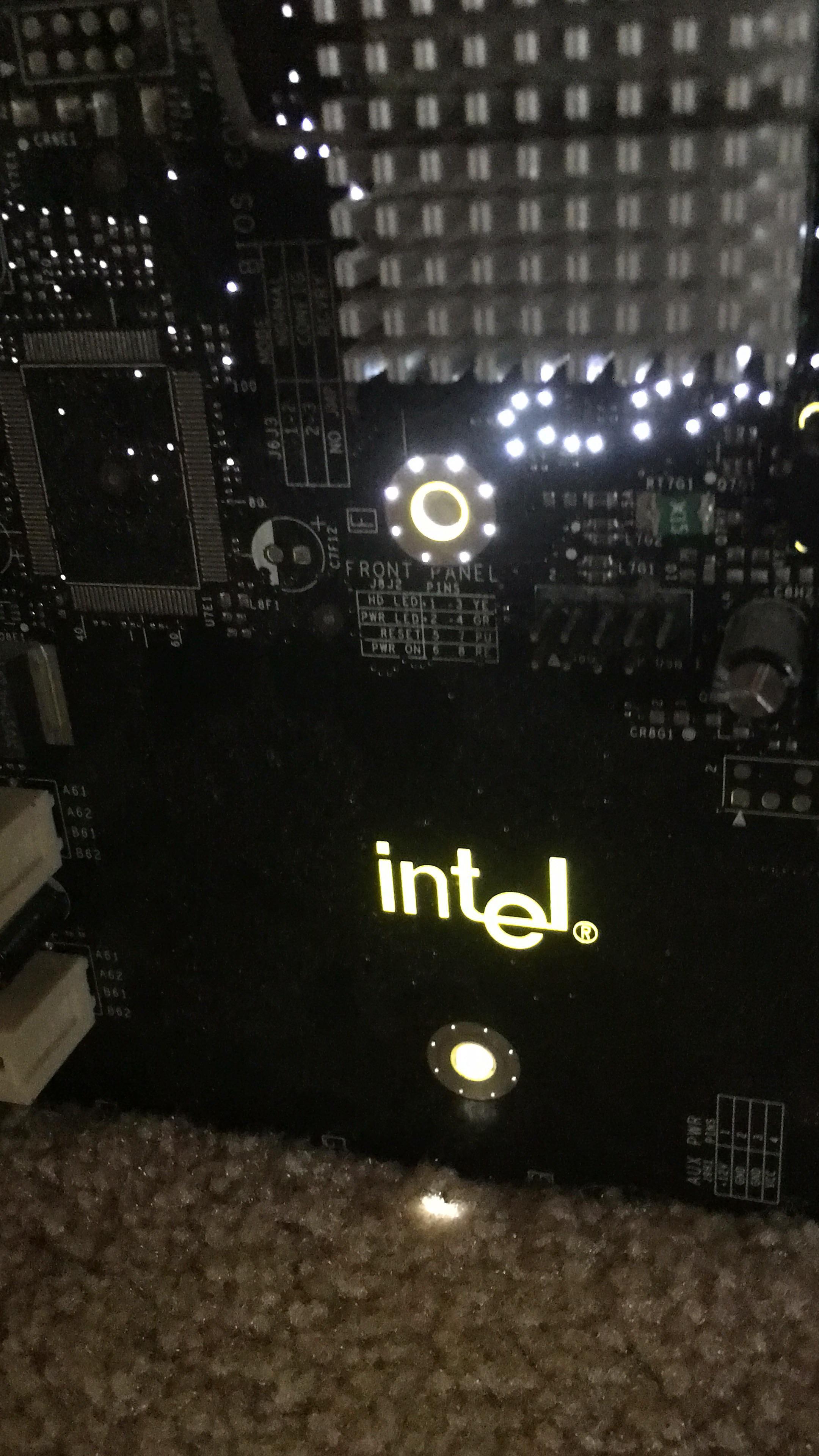 Building with Old Intel Logo - This old motherboard I found has a see through intel logo : pcmasterrace