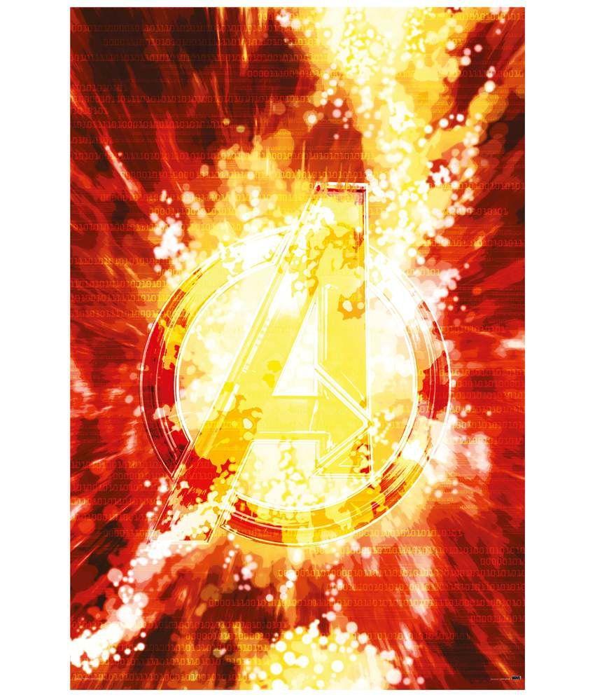 Yellow Fire Logo - Marvel Red & Yellow Fire On Avengers Logo Poster: Buy Marvel Red