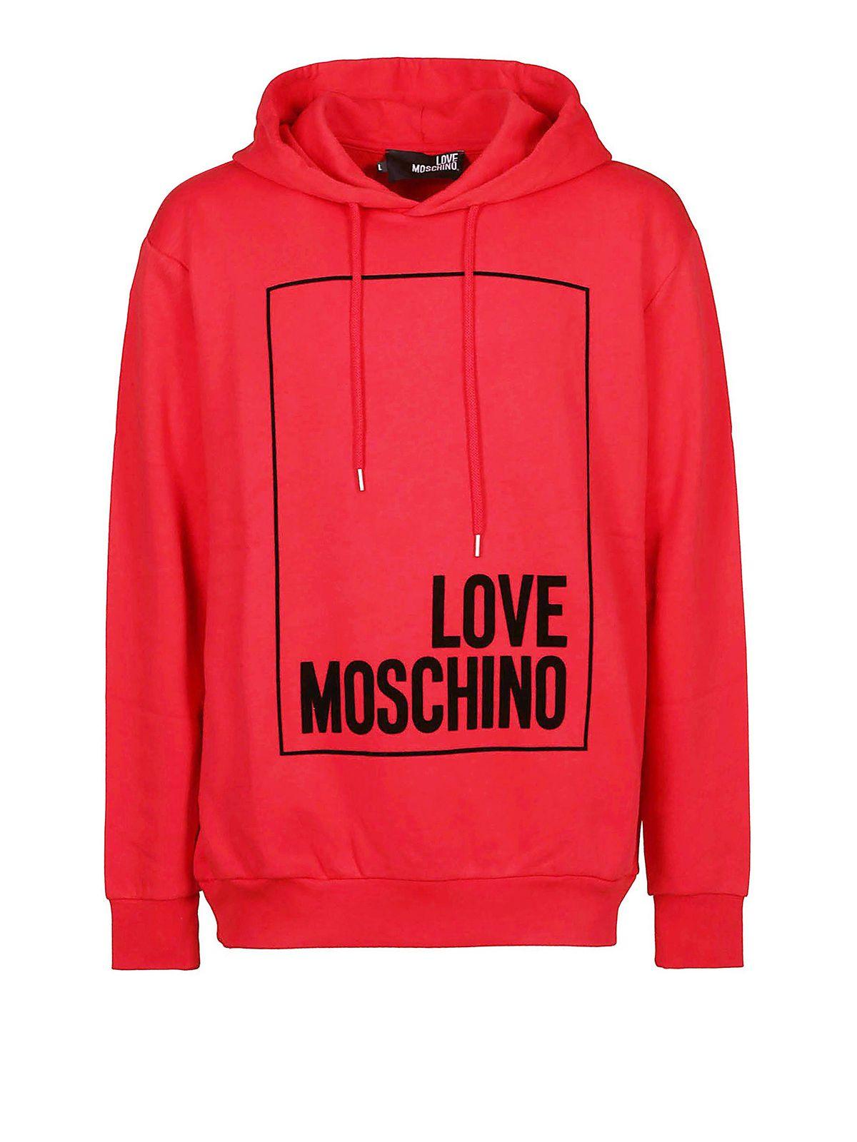 Moschino Red Logo - Love Moschino - Red logo print hoodie - Sweatshirts & Sweaters ...